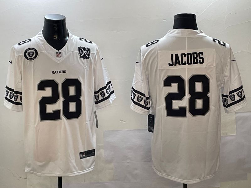 Men Oakland Raiders #28 Jacobs White Armband 2024 Nike Limited NFL Jersey style 3->oakland raiders->NFL Jersey